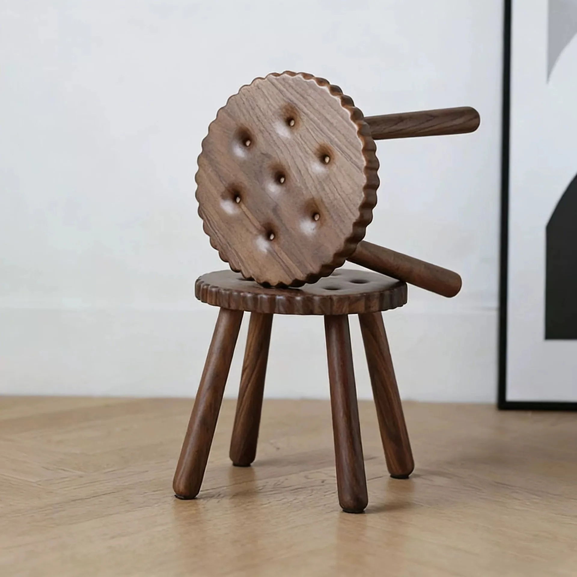 North American black walnut biscuit stool creative small stool home living room adult shoe changing stool