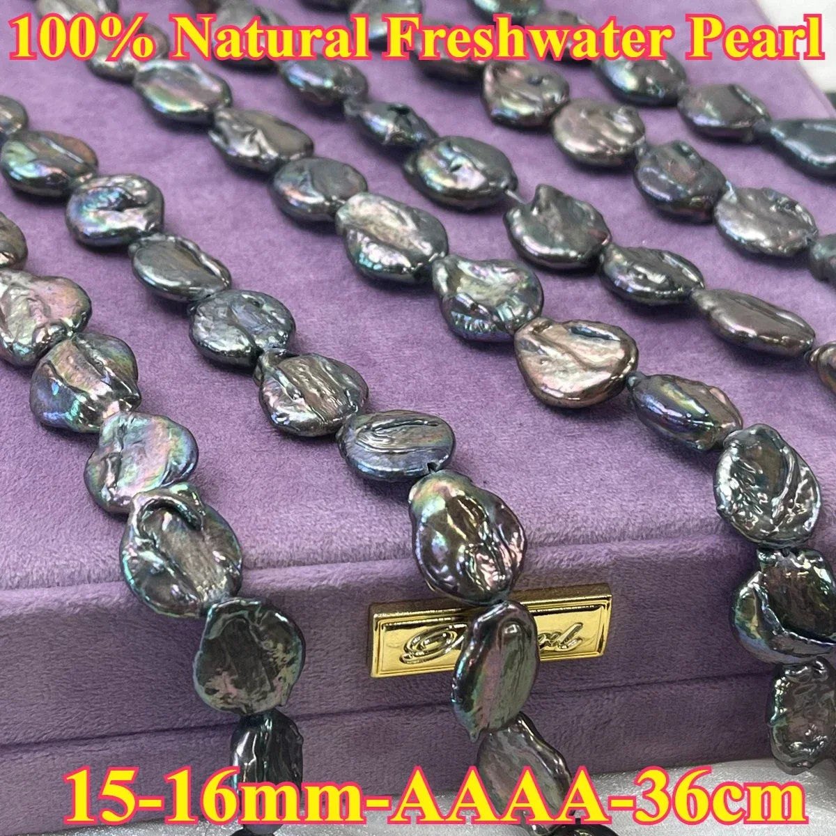 

15-16mmAAAA Shiny Natural Freshwater Black Baroque Bead Jewelry Make DIY Necklace Bracelet Women Gift Wedding Factory Wholesale