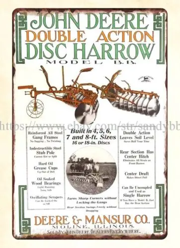 Disc Harrow metal tin sign farm equipment cottage ranch wall decor