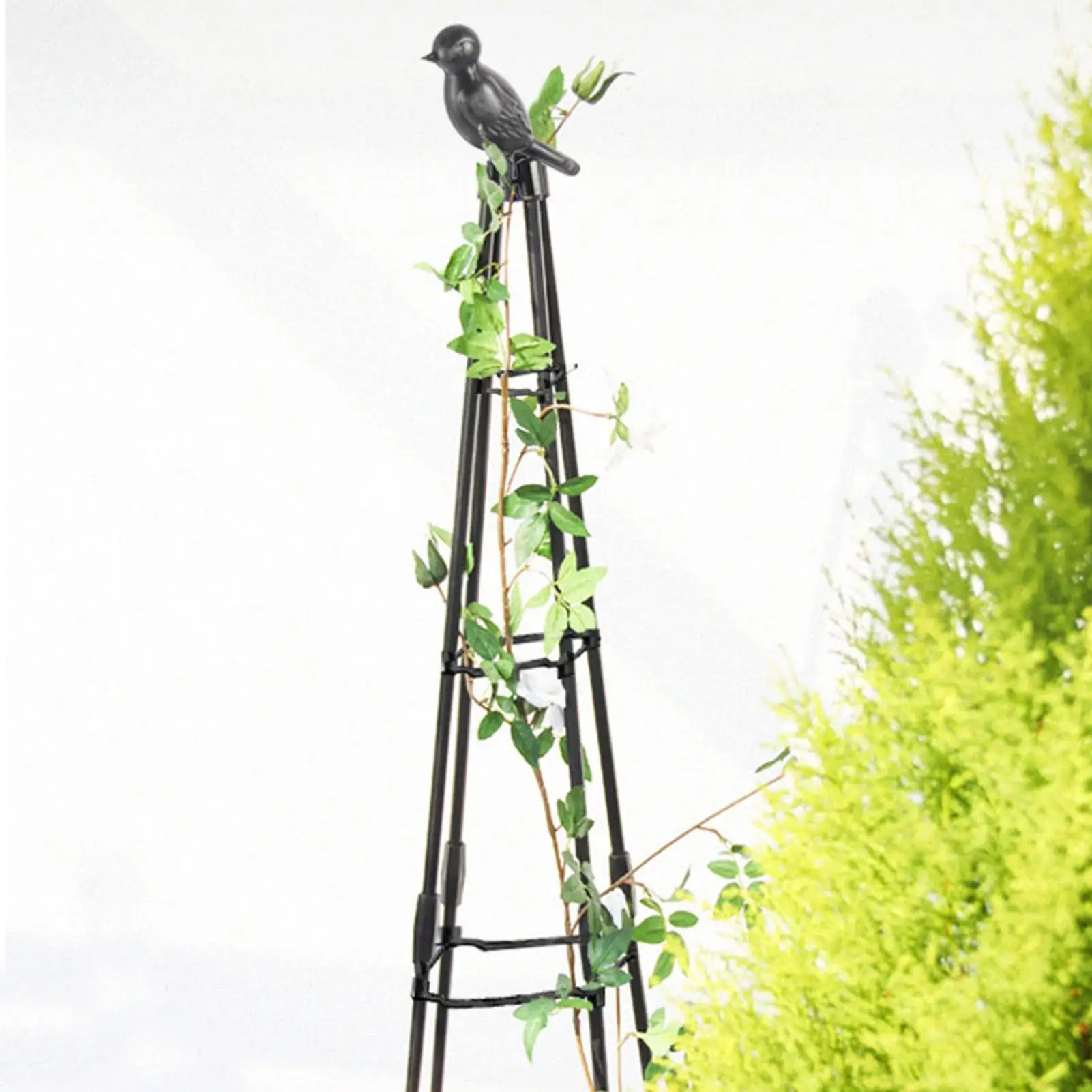 160cm Metal Garden Obelisk Trellis Plant Climbing Frame Climbing Plant Support with Bird Sculpture Weather-Proof Easy to Install