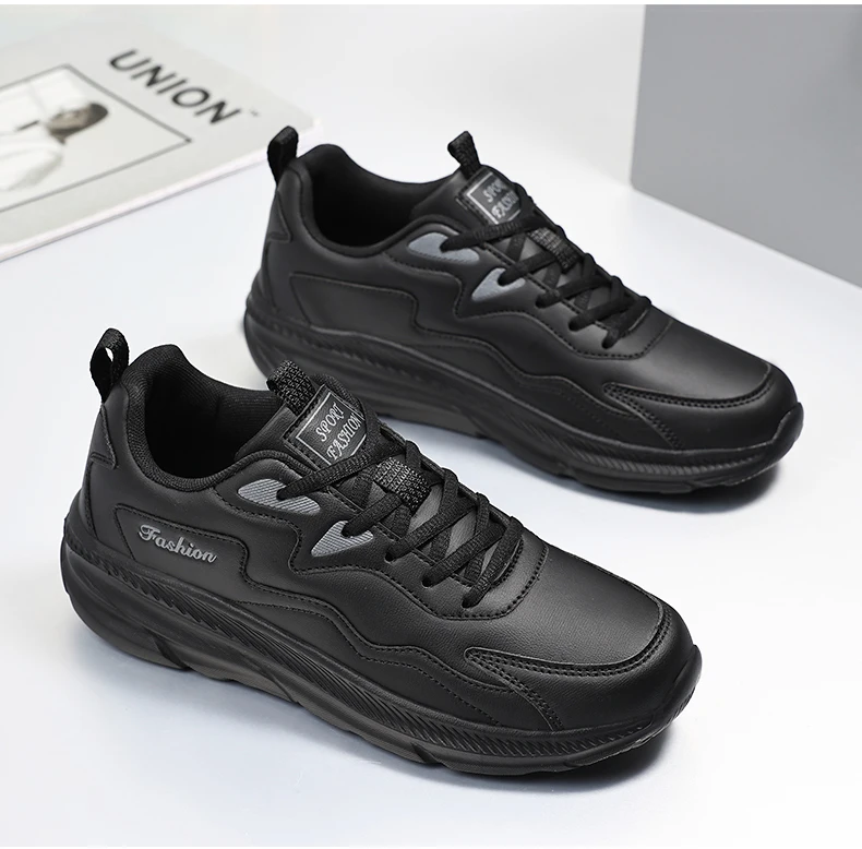 Sneakers Herrenschuhe Weiche Mokassin-Schuhe Bequeme Freizeitschuhe für Herren Einfarbig Schwarz Grau Herren-Gehschuhe Übergrößen 39-46 – Detail 13
