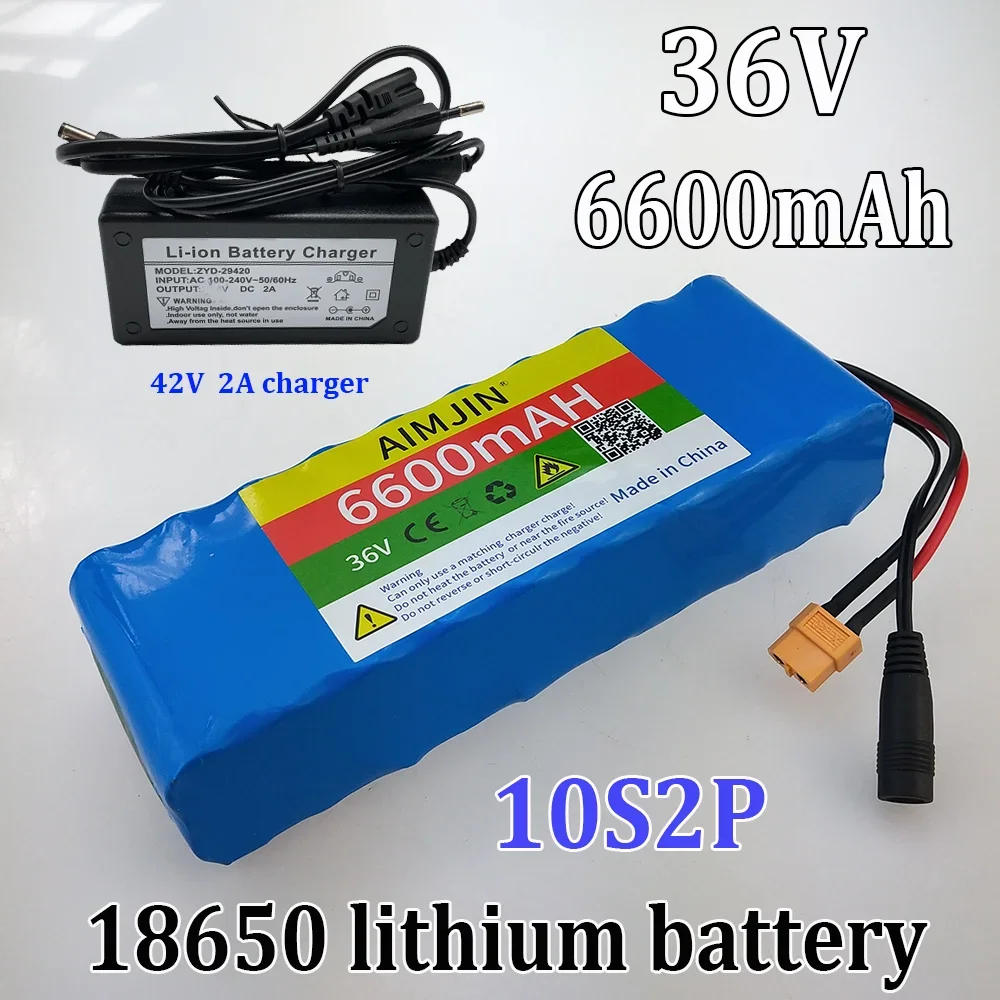 

New 36V 6600mAh 10S2P 18650 Rechargeable Battery Pack,Modified Bicycles,Electric Vehicle 42V Protection PCB+42V Charger