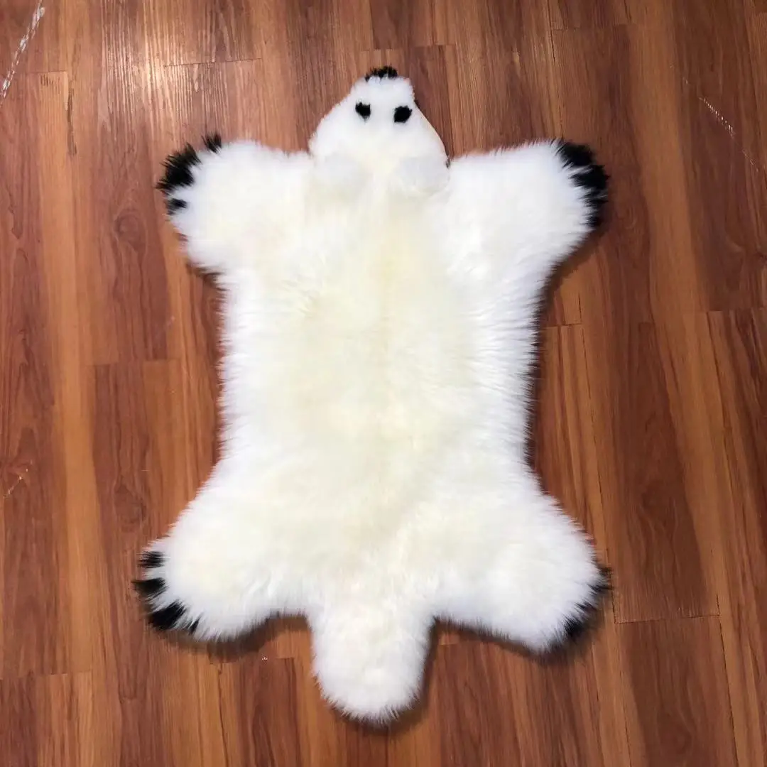 Polar Bear Fur Integrated Wool Carpet, Cute Cushion, Bedroom Cushions