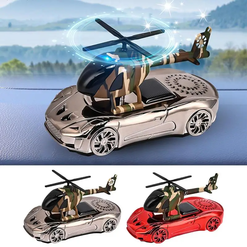 Car Perfume Diffuser Solar Powered Helicopter Ornament Rotating Car Air Purifier With 5ml Essence Oil Car Perfume Air Freshener