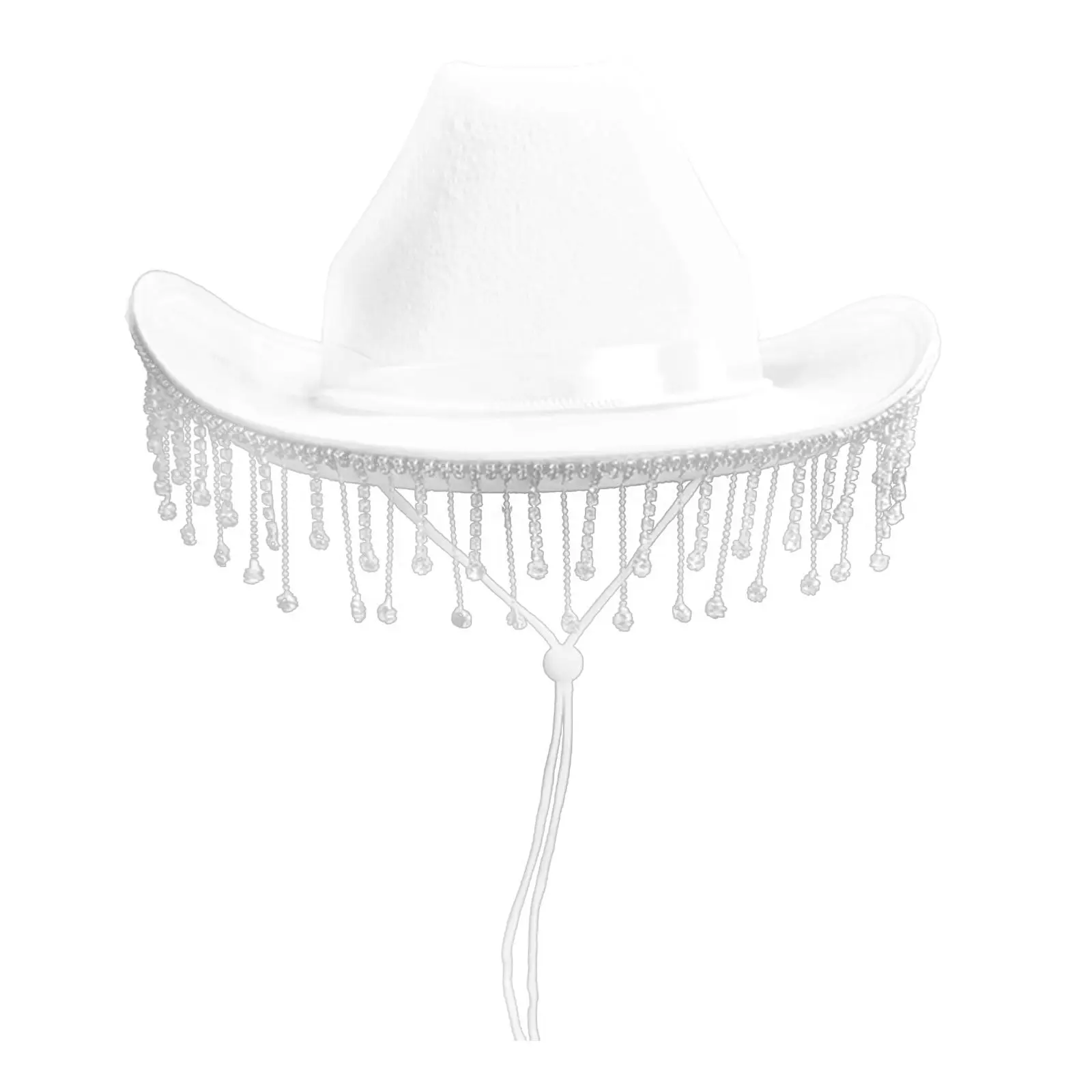 Bride Hat with Wind Lanyard, Women White Cowboy Hat, Party, Bridal Shower Costume Hat