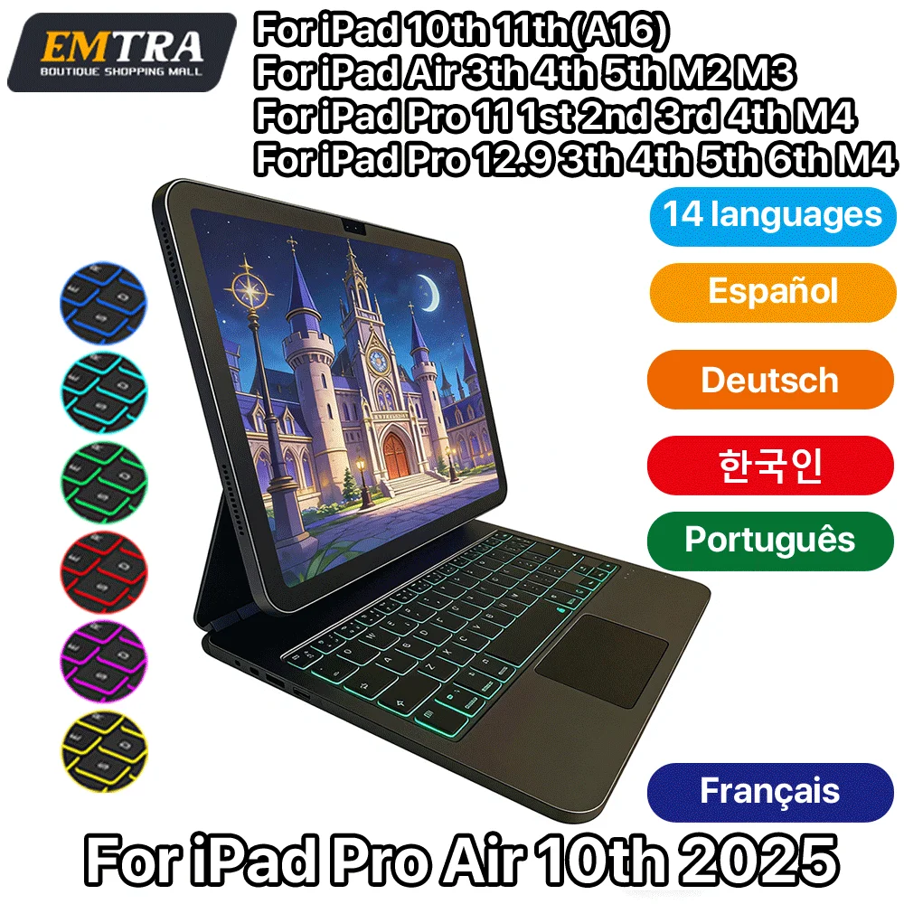 

Magic Keyboard for iPad 10.9 Air 4 5 10th Generation 11th Wireless Bluetooth 12.9 Por 6th 5th 4th 3rd 13 M4 Magnetic Smart Cases