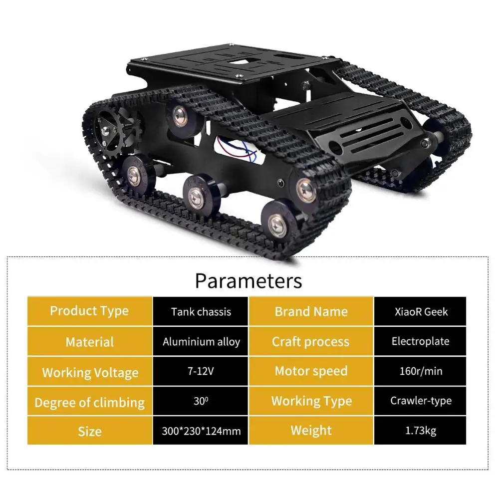 Smart Robot Car Tank Chassis Kit Aluminum Alloy Big Platform with 2WD Motors for Arduino/Raspberry Pi DIY Remote Control Robot