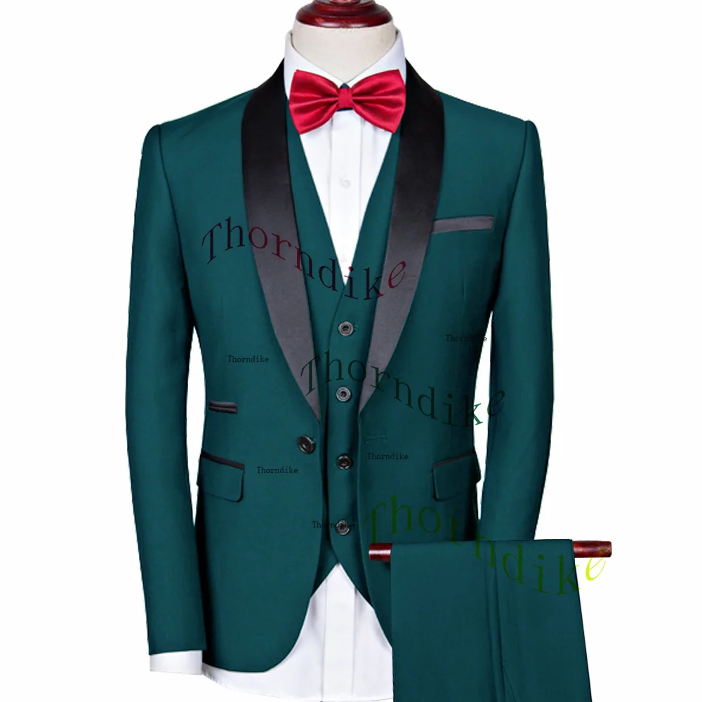 

Thorndike Olive Green Men Fashion Suit Jacket+Pant+Vest Men's Good Quality Business Blazers Best Wedding Groom Formal Suits