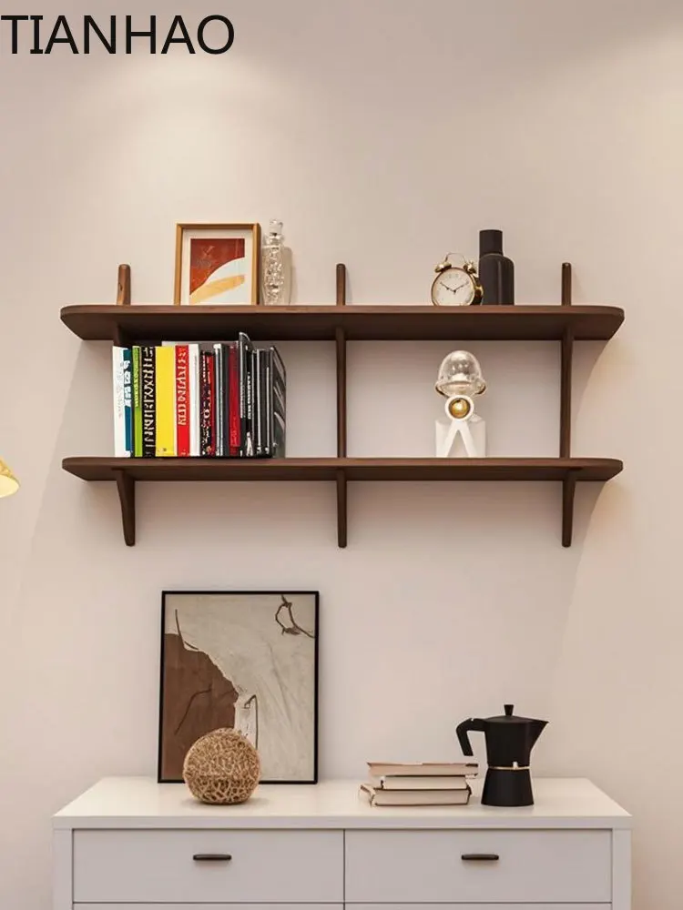 Tic-tac-toe suspended shelf medium antique solid wood bookshelf wall hanging wall lattice bookcase wall storage locker