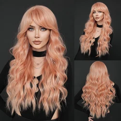 NAMM Costume Wig Long Loose Curly Pink Orange Wigs For Women Daily Party High Density Fluffy Heat Resistant Synthetic Hair Wig
