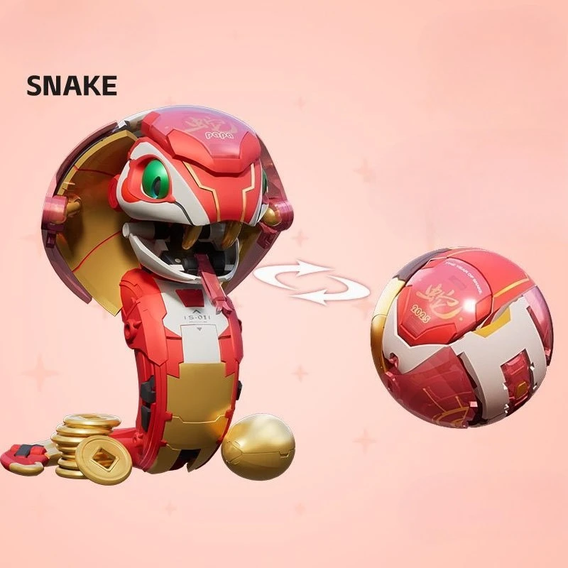 

Black Apple Atom Box Si Snake Zodiac Series Collectible Figure Moving Snake Papa Toy for Transformation Play Children's Gift