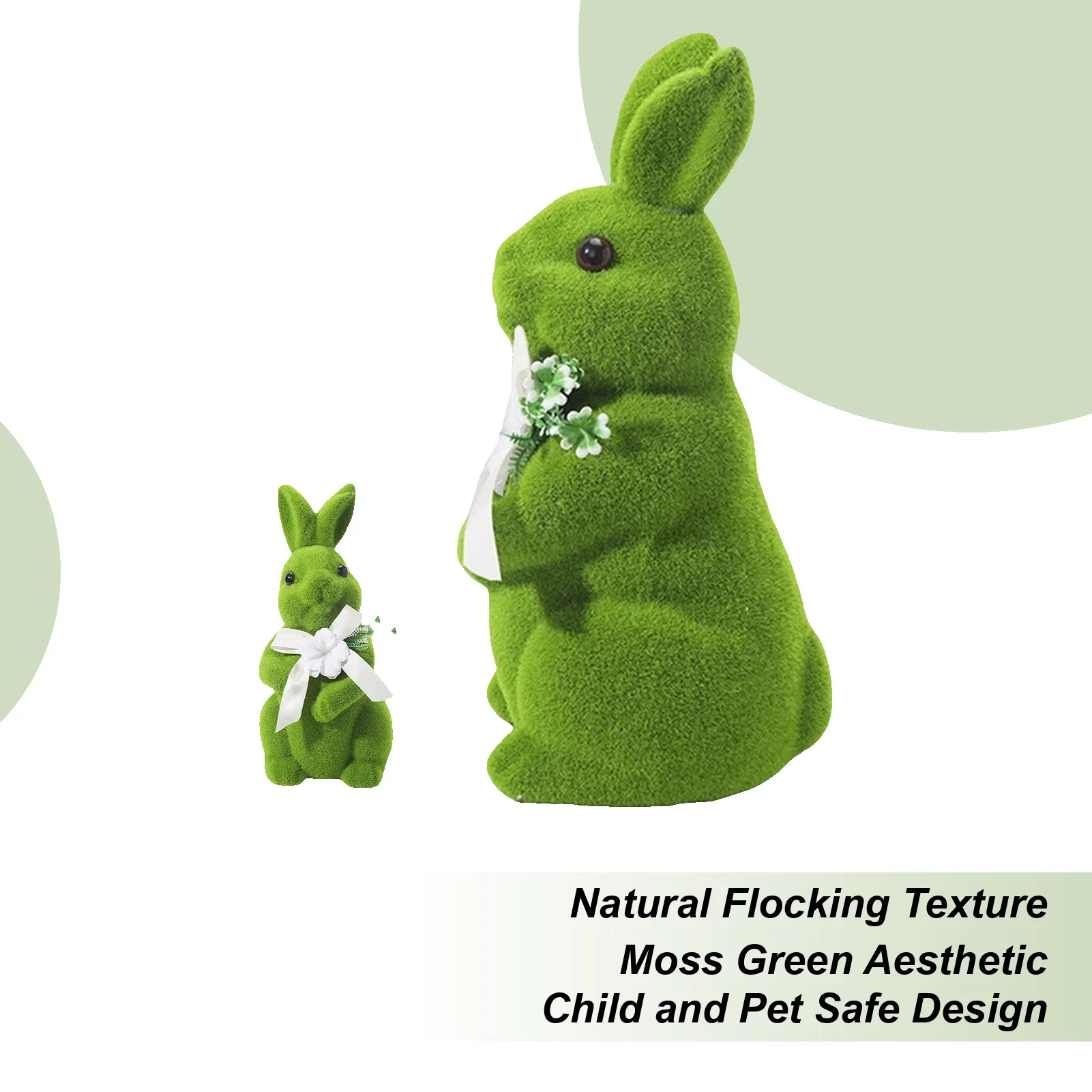 Flocked Bunnies Realistic Rabbit Compact Figure Moss Bunny Decor For Family Friends Holiday Home Indoor Bedroom Shelf Cabinet