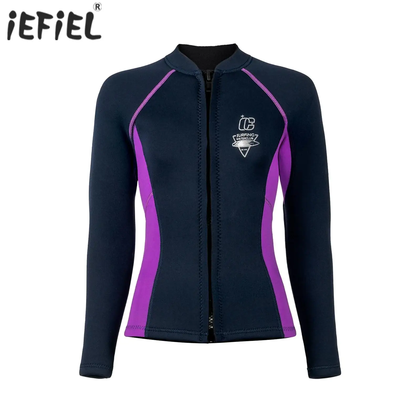 

Women Swim Wetsuit Tops Long Sleeve Zipper Stretchy Jacket T Shirt for Swimming Surfing Snorkeling Diving Swimwear Beachwear