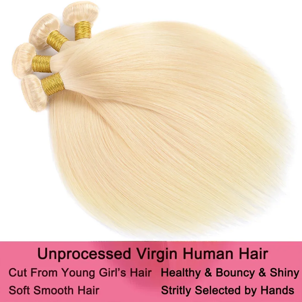 613 Blonde Colored 12A Straight Human Hair Bundles 3/4 Pcs Straight Weave Bundles 38 40 Long Inch Remy Raw Hair Extensions