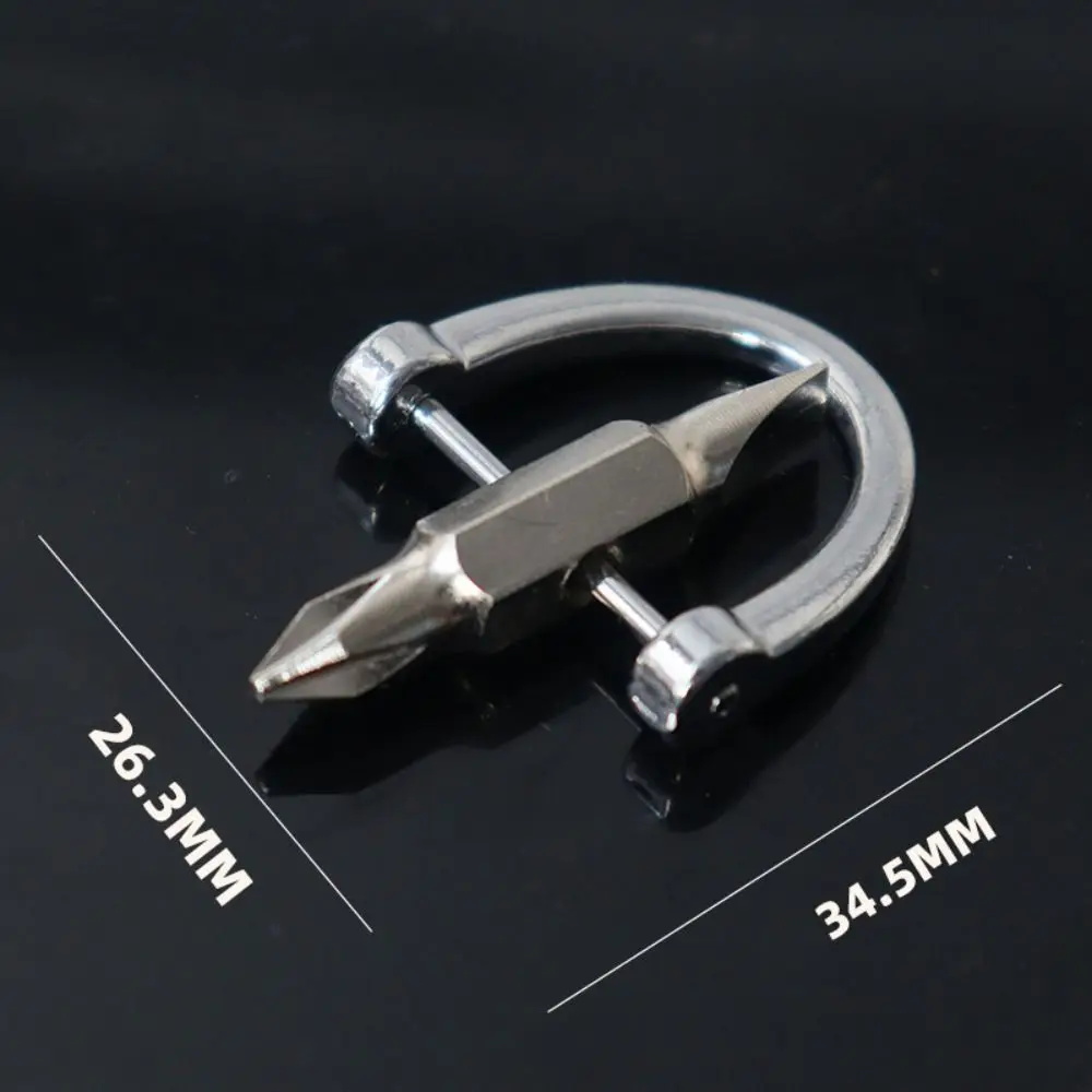 Horseshoe Buckle Keychain Screwdriver Multifunction Key Ring Screw Removal Tools Pocket Repair Tool Phillips Slotted Screwdriver