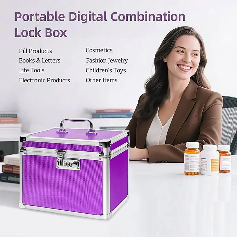 Trousse de maquillage Trousse à cosmétiques, étui de Train de maquillage, organisateur en alliage d'aluminium, boîte à bijoux, boîte de collecte de médicaments, étui de manucure 10x7.3x7.8"