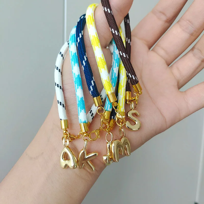 

Custom Bubble Letter Bracelet DIY Handmade Braided String Lucky Alphabet Bracelet Colorful Cord Christmas Jewelry Gift Women