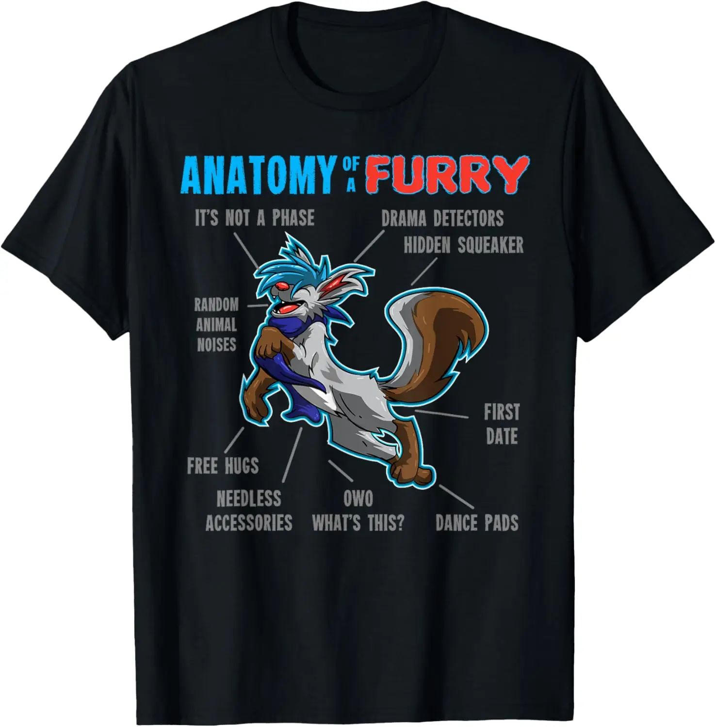 Pelziges Hemd - Anatomie eines Pelzigen - Cartoon-Wolf-Shirt T-Shirt