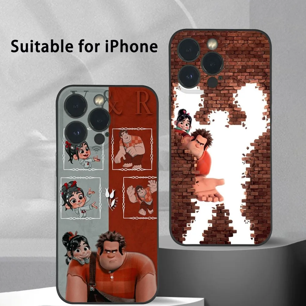 Wreck-It Ralph  Cartoon Phone Case For iPhone 15 14 13 12 11 Pro Xs Max Mini XR X 78 Plus Black Frosted Soft Shell Funda