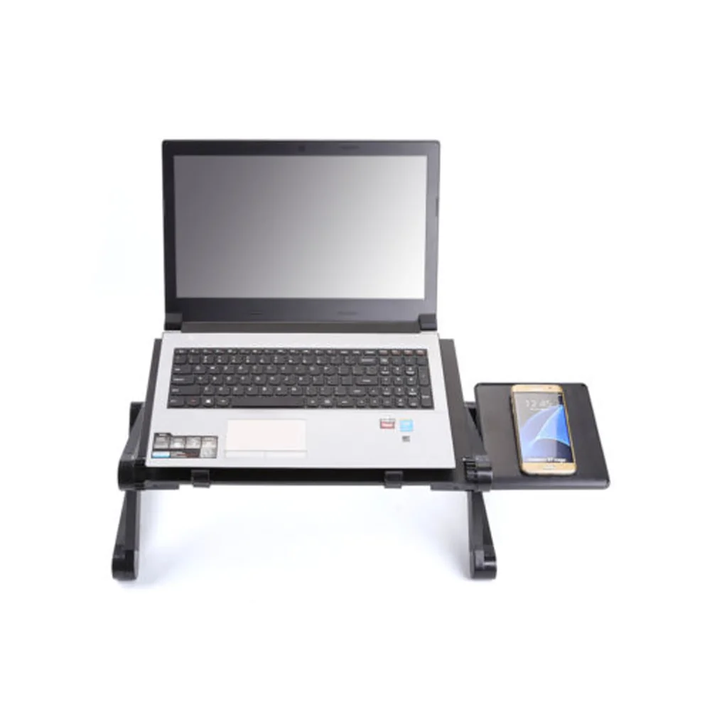 Office Desk Folding Table for Laptop Notebook Aluminum Alloy 4900X4800X2600CM Portable Black Standing - Image 2