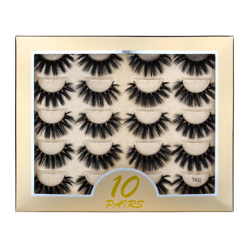 Lanjinglin False Eyelashes 10/16 Pairs Natural 3D Mink Lashes Wispy Fluffy Fake Lashes Thick Long Makeup Extension Faux Cils