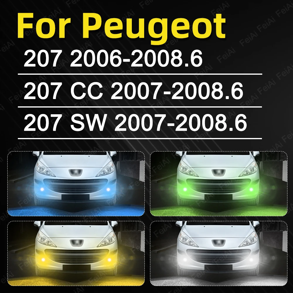 Car LED Fog Light Bulb For Peugeot 207 CC SW 2006 2007 2008 Accessories Super Bright LED Front Fog Light Dual Color White Yellow