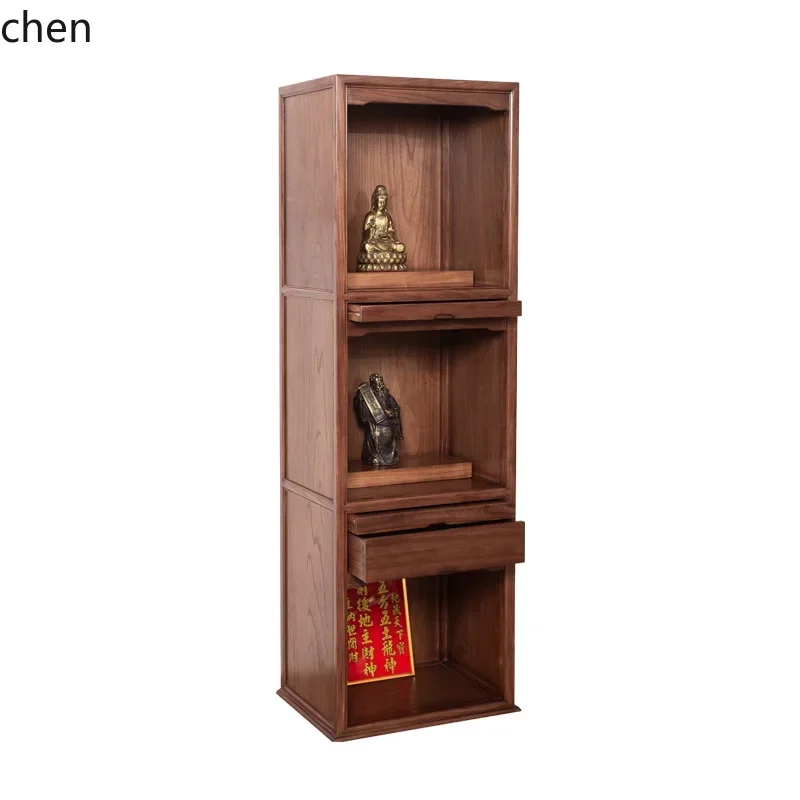 Solid wood shrine offering table household three-layer Buddhist shrine standing cabinet incense cabinet landlord shrine