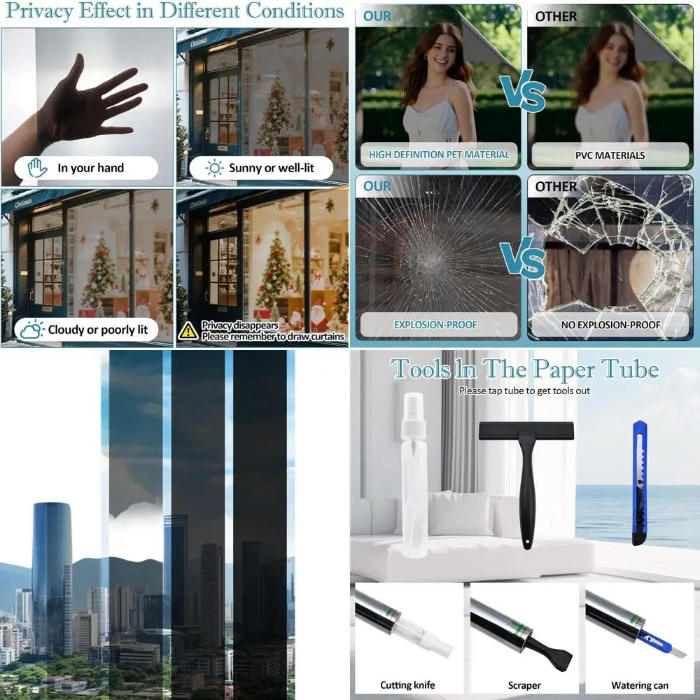 

Терморегулирующая оконная пленка с 50% VLT, защитой от УФ-излучения, 27.6x196.9, подходит для витрин и демонстрационных окон, материал ПЭТ