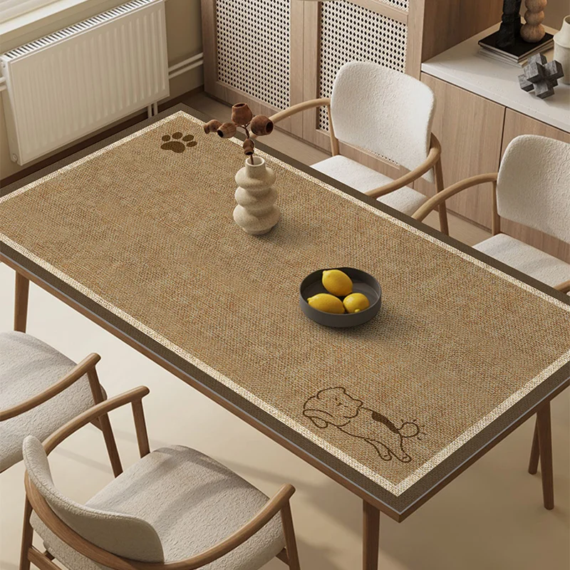 Table cloth waterproof, oil-proof, non-washing and anti-scalding pvc dining table mat light luxury high-end tabletop protection