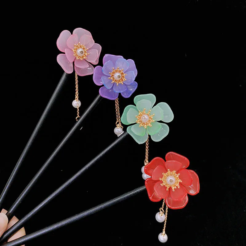 

Flower-shaped tassel hairpins, coiled hair hairpins, women's super fairy step hairpin headwear