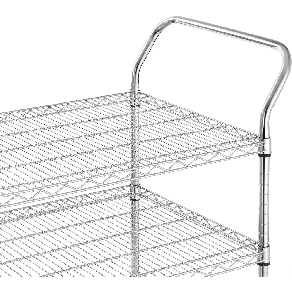 3-Tier Commerciële Rolwagentje, Tandradar, Karren Wielen En Handgrepen, Keukenwagen Op Wielen, Serveerwagen Met 600 Lbs