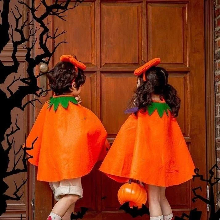 loween Costume per bambini Abiti lunghi per cosplay Zucca Ragazzo Ragazza Vestito Bambino Asilo nido Abito da ragazzo Fibra di poliestere