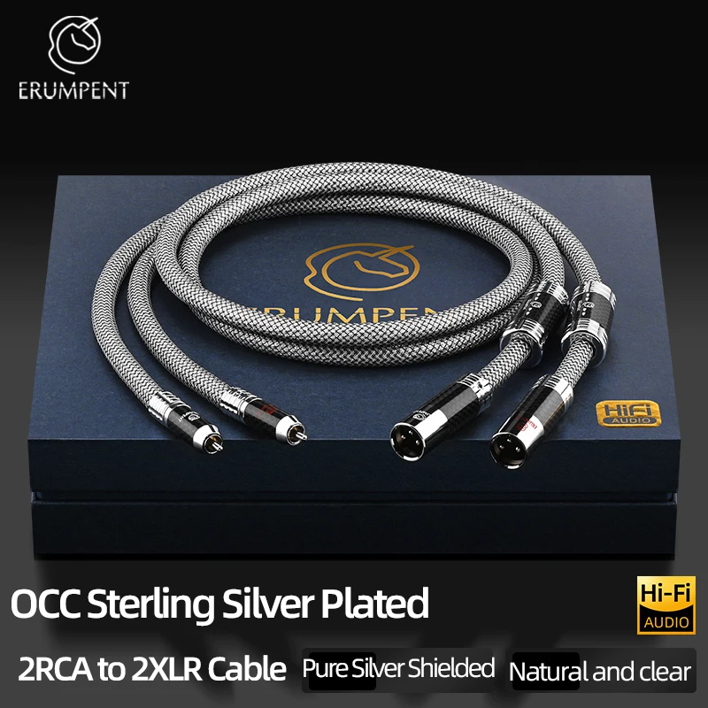 ERUMPENT زوج واحد HiFi مطلي بالفضة RCA إلى XLR الصوت لمكبر الصوت مشغل DVD المتكلم 2RCA إلى 2XLR كابل #3