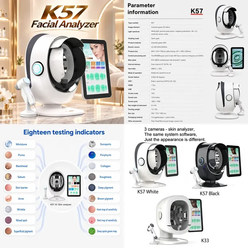 2026 Skin Analyzer 3D Face Analysis Scanner for Beauty Salon Skin and Hair Detector with Microscope Probe