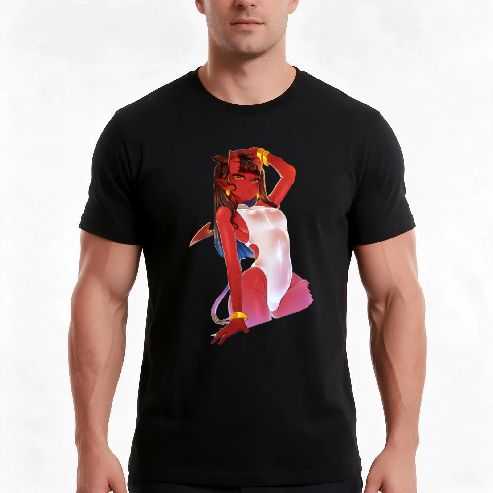 Hot Devil Succubus T-Shirt Summer Casual Cotton Tee Oversized Streetwear Tops Vintage Graphic Print Loose Fit Short Sleeve