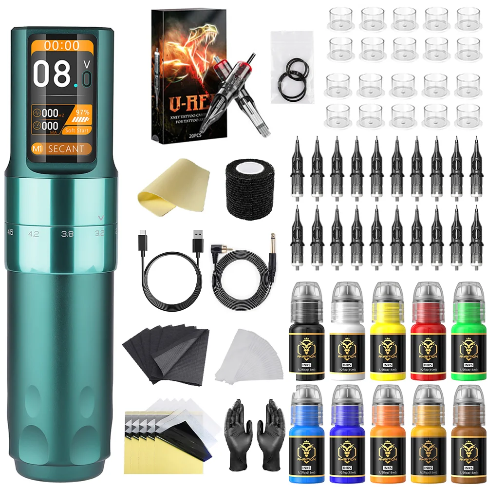 

T-Rex Tattoo Kit Complete Wireless Tattoo Pen Set Permanent Makeup Tattoo Machine Kit 2000mAh Wireless Tattoo Power Supply Kit