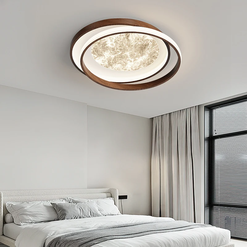 Walnut Grain Living Room Ceiling Light Full Spectrum Eye Protection Bedroom Restaurant Chandelier Whole House Package Lamp