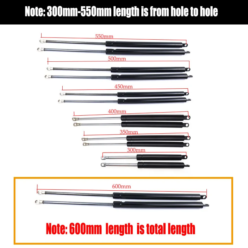 2x 1200N Shock Lift Strut Unterstützung Bar Gas Frühling Lift Up Unterstützung 300-600mm Für Lagerung Bett auto Motorhaube Haube Heckklappe RV Bus – Detail 1