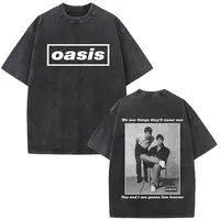 Camisetas O-Oasis, camiseta lavada Vintage de la banda de Rock británica, ropa para hombres y mujeres, pantalón corto informal de algodón, camisetas de manga, ropa de calle