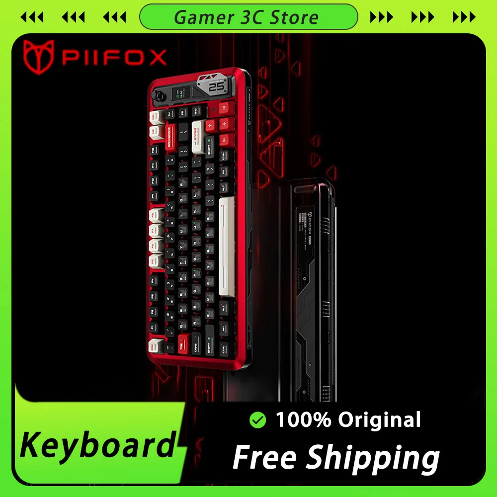 

PIIFOX ER75 Magnetic Switch Keyboard Aluminium Alloy Universal Rocker Three Mode Wireless Gaming Keyboard Smart Screen PC Gamer