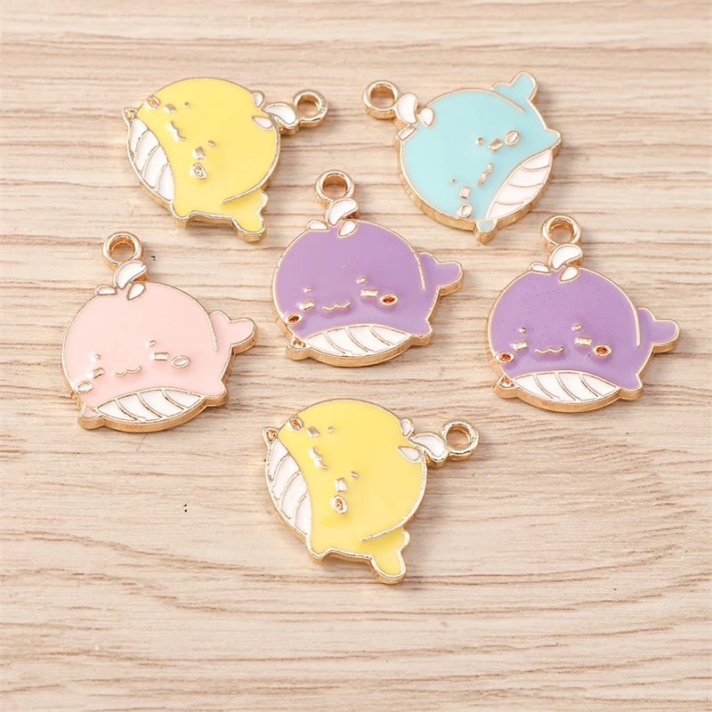 

10pcs 17x19mm Cartoon Enamel Whale Charms Pendants for Jewelry Making Earrings Necklaces Bracelets Accessories DIY Crafts Supply