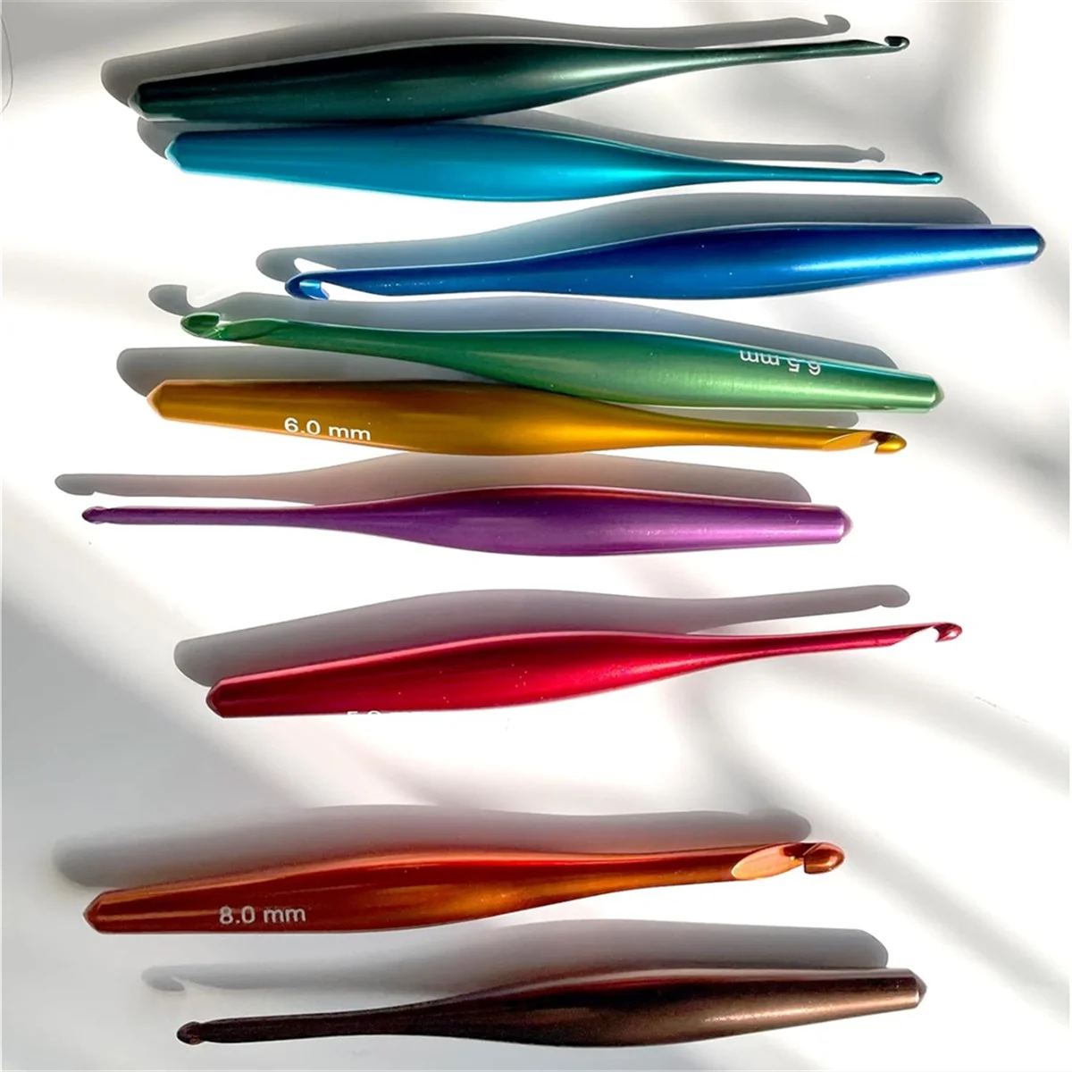 

ABNJ Crochet Hooks Ergonomic, 9Pcs Hand-Polished Aluminum Crochet Needles (3.5mm-8mm), Streamline Crochet Hooks