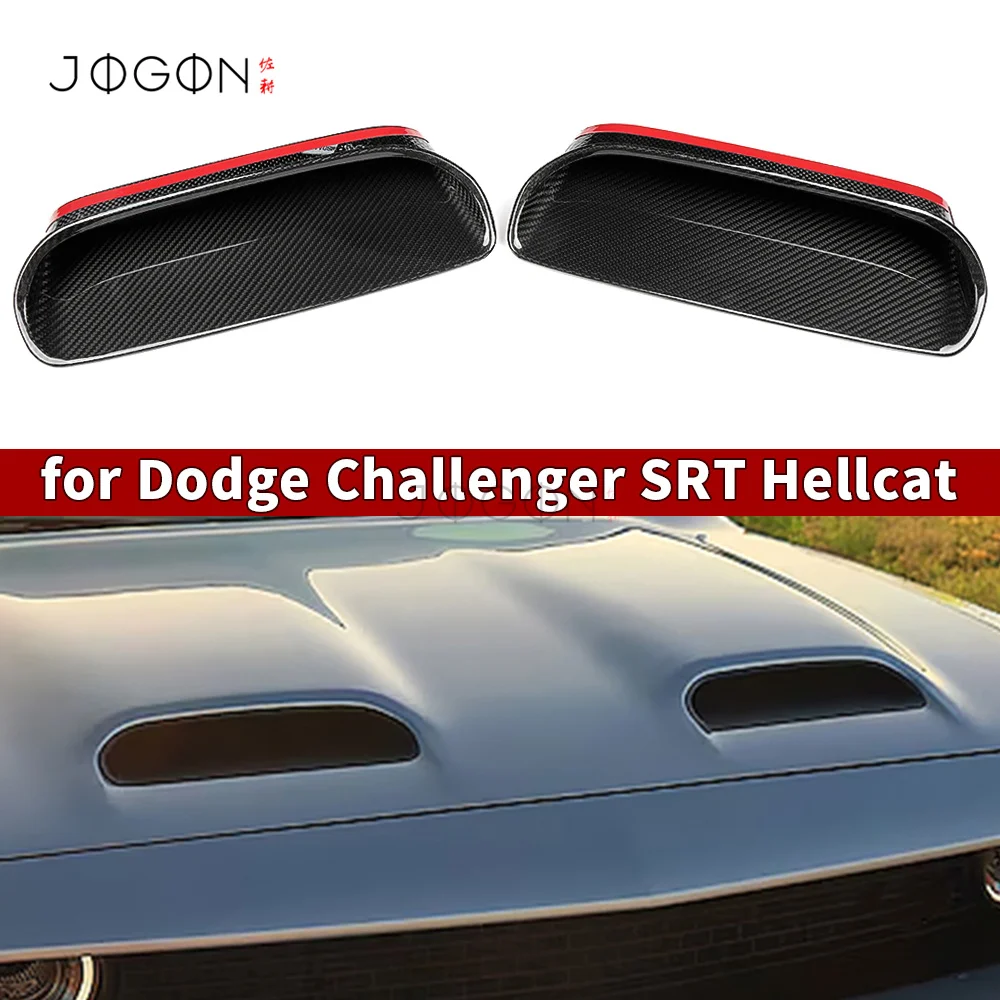 

For Dodge Challenger SRT 2015-2023 Front Hood Scoop Air Spoiler Trim Dry Carbon Fnber Exterior Accessories