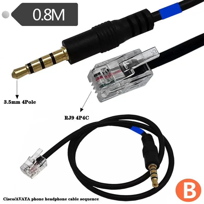 RJ9 Male To 3.5mm Male Audio Cable 3.5mm TRRS Male To RJ9 Telephone Wiring 4P4C Male Adapter Cable 0.8m