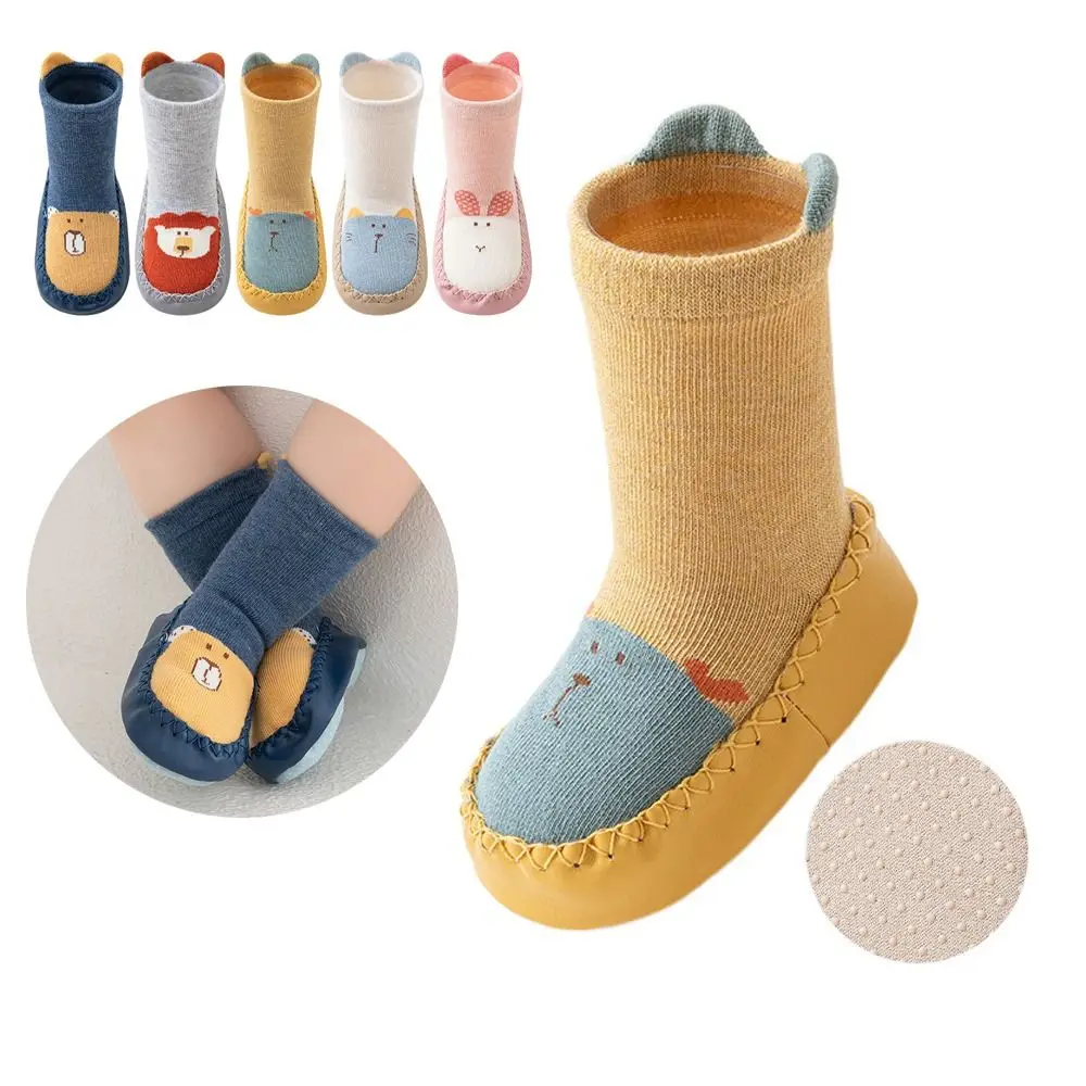 

A Pair New Cartoon Design Baby Socks Slippers Anti Slip Soft Sole Anti Slip Socks Comfortable Toddlers Socks Indoor Use