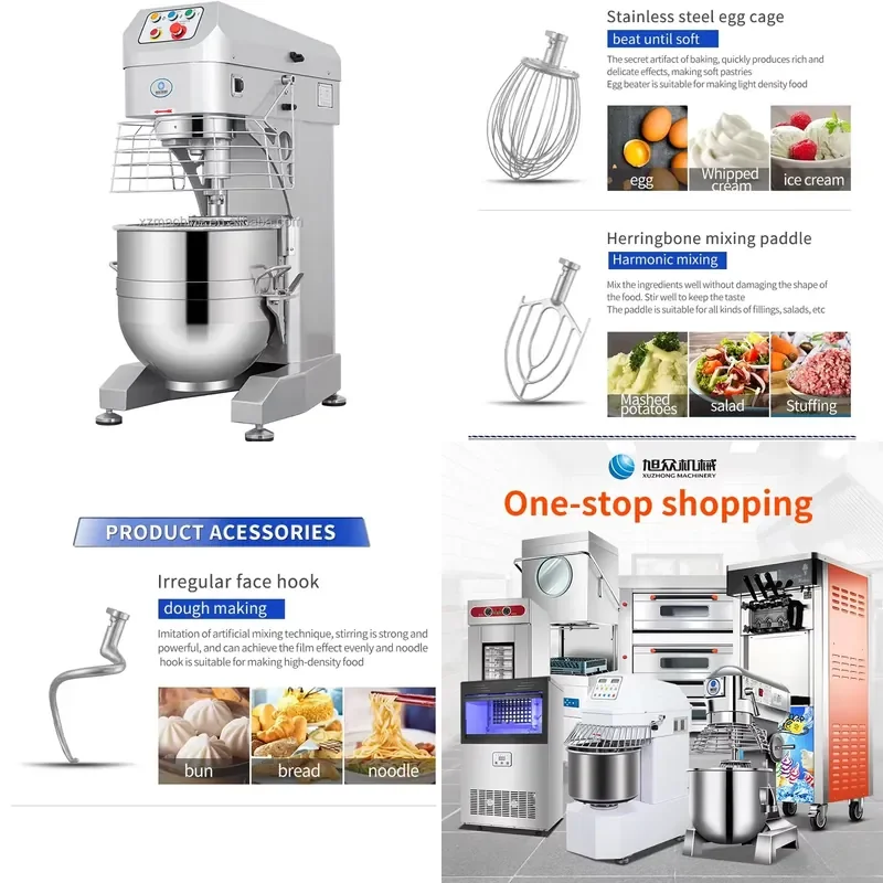 2026 Commercial Kitchen 60L Stainless Steel Electric 3-Speed Stand Dough Mixer for Industrial Bakery Use Wheat & Flour