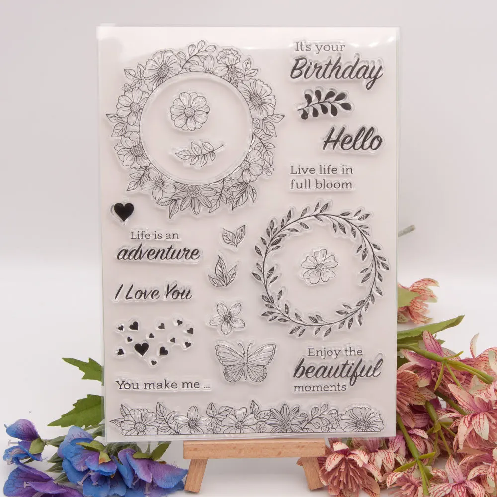 1pcs Flower Series Clear Stamp Crafts Flowers Silicone Stamps Acrylic Stamp Blocks Tools for Card Making Decor DIY Scrapbooking