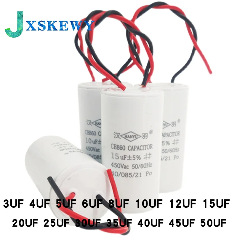 450V 3UF 4UF 5UF 6UF 8UF 10UF 12UF 15UF 18UF 20UF 25UF 30UF 35UF 40UF 45UF 50UF Motor Run Capacitors CBB60 Spade Tabs 450VAC