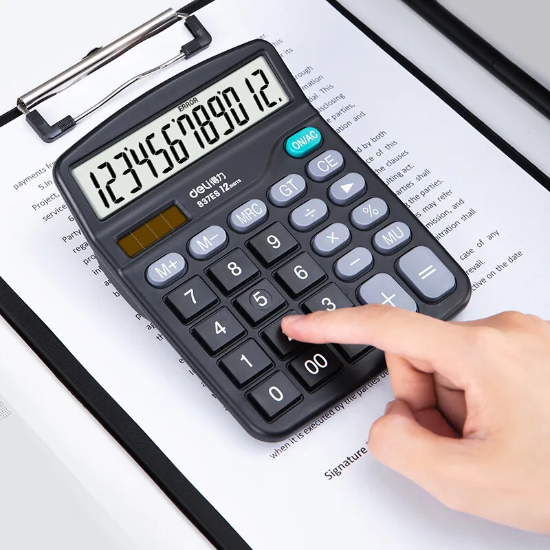 آلة حاسبة سطح المكتب آلة حاسبة ذات وظيفة قياسية مع شاشة LCD كبيرة مكونة من 12 رقمًا تعمل بالطاقة الشمسية وبطارية مزدوجة الطاقة للمكتب المنزلي الأساسي #1