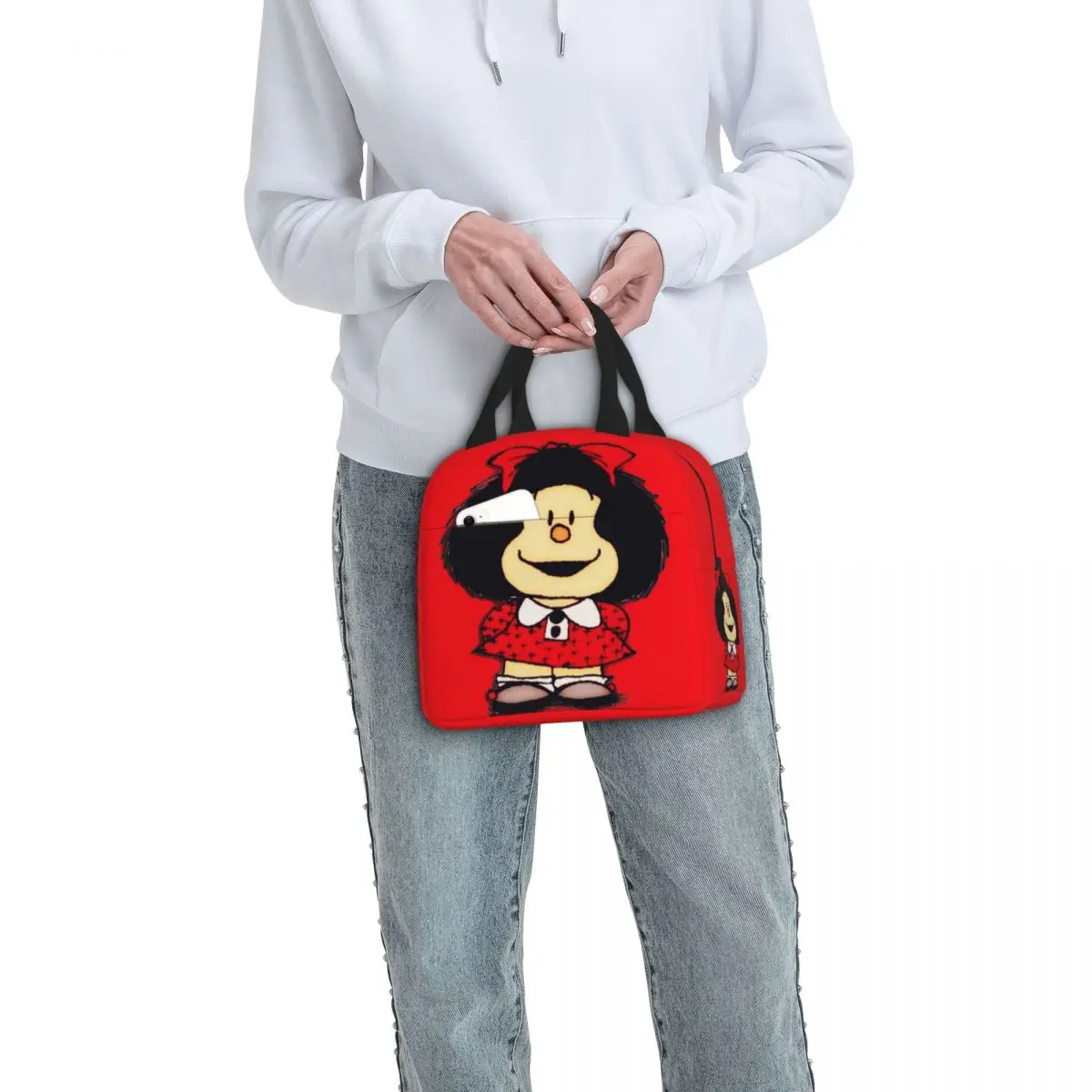 Mafalda-Sac à lunch isotherme de grande capacité, contenant de repas, fourre-tout de dessin animé Qu37Argentina, boîte à lunch pour la plage et les